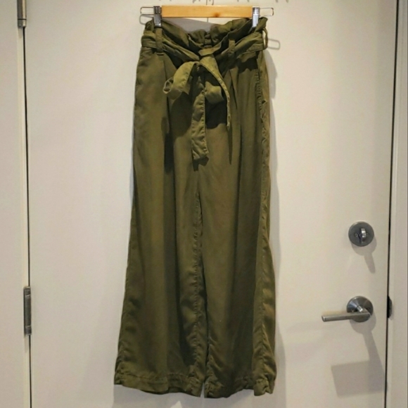 Zara Khaki Green Wide-leg Trousers - M  - Picture 2 of 12